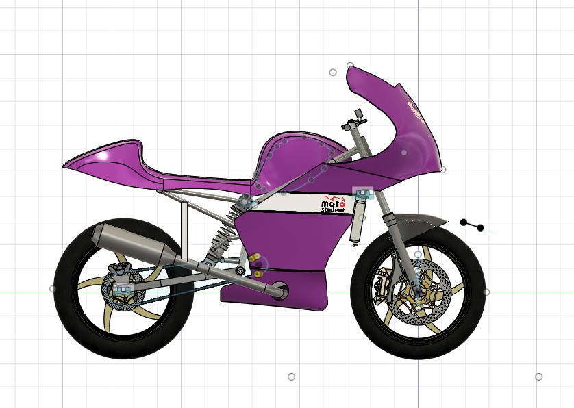 Clean CAD side view of the MotoStudent Sheffield bike