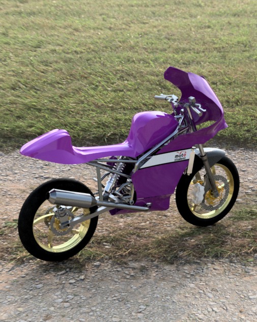Rendered view of the bike ready to race